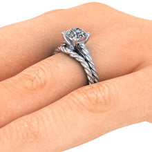 Twisted Rope Solitaire with 1 Carat Round Cut ,Forever One Moissanite