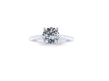 Twisted Rope Solitaire with 1 Carat Round Cut ,Forever One Moissanite