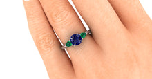 Blue Sapphire and Emerald Mother's Ring or Right Hand Ring