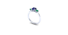 Blue Sapphire and Emerald Mother's Ring or Right Hand Ring
