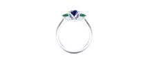 Blue Sapphire and Emerald Mother's Ring or Right Hand Ring