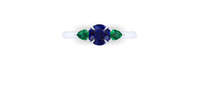 Blue Sapphire and Emerald Mother's Ring or Right Hand Ring