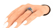 Blue Sapphire and Emerald Mother's Ring or Right Hand Ring