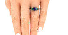 Blue Sapphire and Emerald Mother's Ring or Right Hand Ring