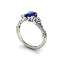 Oval Sapphire Engagement Ring Natural Blue Sapphire Infinity Band