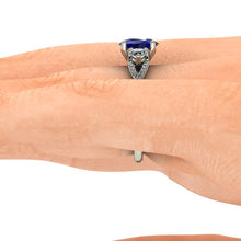 Oval Sapphire Engagement Ring Natural Blue Sapphire Infinity Band