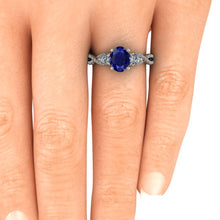 Oval Sapphire Engagement Ring Natural Blue Sapphire Infinity Band