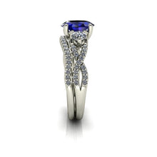 Oval Sapphire Engagement Ring Natural Blue Sapphire Infinity Band
