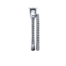 Emerald Cut Moissanite Engagement Ring Sideway Set in Recycled Platinum