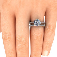 Moissanite Engagement Ring, 9mm Round Forever One, 18k Rose Gold