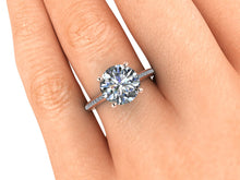 Moissanite Engagement Ring, 9mm Round Forever One, 18k Rose Gold