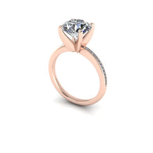 Moissanite Engagement Ring, 9mm Round Forever One, 18k Rose Gold