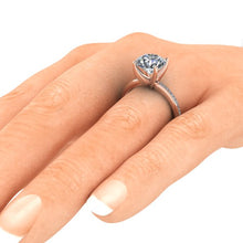 Moissanite Engagement Ring, 9mm Round Forever One, 18k Rose Gold