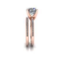 Moissanite Engagement Ring, 9mm Round Forever One, 18k Rose Gold