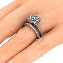 Moissanite Engagement Ring, 9mm Round Forever One, 18k Rose Gold