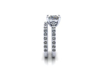 Moissanite and Diamonds Engagement Ring, 1.70 Carats Princess Cut Moissanite