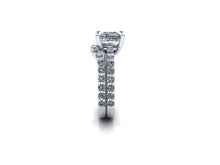 Moissanite and Diamonds Engagement Ring, 1.70 Carats Princess Cut Moissanite