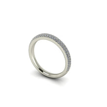 Pave Diamond Wedding Band Triple Row of Diamonds