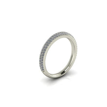 Pave Diamond Wedding Band Triple Row of Diamonds