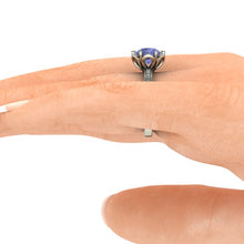 Tanzanite and Diamonds Engagement Ring, 2 Carat AAA Tanzanite, 18K White Gold