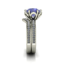 Tanzanite and Diamonds Engagement Ring, 2 Carat AAA Tanzanite, 18K White Gold