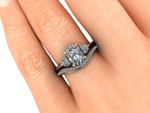Trilogy Engagement Ring Two Tone Engagement Ring Platinum and Rose Gold
