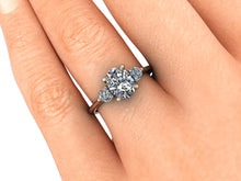Trilogy Engagement Ring Two Tone Engagement Ring Platinum and Rose Gold