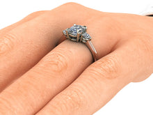 Trilogy Engagement Ring Two Tone Engagement Ring Platinum and Rose Gold