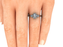 Trilogy Engagement Ring Two Tone Engagement Ring Platinum and Rose Gold