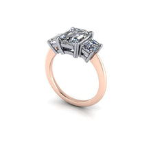 Two Tone Trilogy Forever One Moissanite Engagement Ring Platinum and 18k Rose Gold