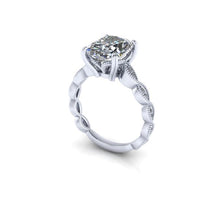 Vintage Inspired Engagement Ring, Elongated Cushion Cut Harro Moissanite