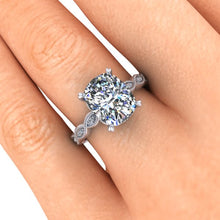 Vintage Inspired Engagement Ring, Elongated Cushion Cut Harro Moissanite
