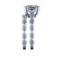 Vintage Inspired Engagement Ring, Elongated Cushion Cut Harro Moissanite