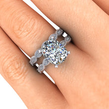 Vintage Inspired Engagement Ring, Elongated Cushion Cut Harro Moissanite