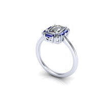 Art Deco Inspired Engagement Ring Sapphires and Diamonds