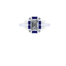 Art Deco Inspired Engagement Ring Sapphires and Diamonds