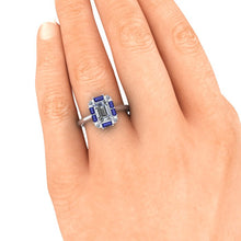 Art Deco Inspired Engagement Ring Sapphires and Diamonds