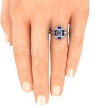 Art Deco Inspired Engagement Ring Sapphires and Diamonds