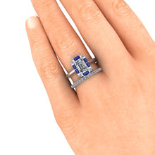 Art Deco Inspired Engagement Ring Sapphires and Diamonds