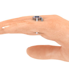 Art Deco Inspired Engagement Ring Sapphires and Diamonds