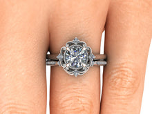 Vintage Inspired Moissanite Bridal Set Recycled Platinum