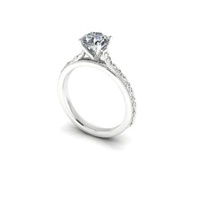 Vintage Inspired Engagement Ring 1 Carat Round Cut NEO Moissanite 14k White Gold