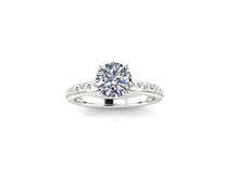 Vintage Inspired Engagement Ring 1 Carat Round Cut NEO Moissanite 14k White Gold