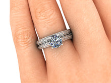 Vintage Inspired Engagement Ring 1 Carat Round Cut NEO Moissanite 14k White Gold