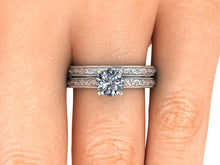 Vintage Inspired Engagement Ring 1 Carat Round Cut NEO Moissanite 14k White Gold