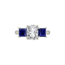 Sapphire Engagement Ring, 2.50 Carats Elongated Cushion Cut White Sapphire