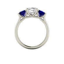 Sapphire Engagement Ring, 2.50 Carats Elongated Cushion Cut White Sapphire