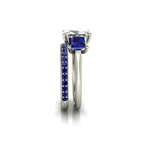 Sapphire Engagement Ring, 2.50 Carats Elongated Cushion Cut White Sapphire