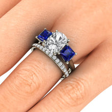 Sapphire Engagement Ring, 2.50 Carats Elongated Cushion Cut White Sapphire