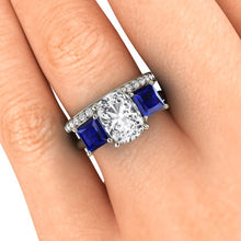 Sapphire Engagement Ring, 2.50 Carats Elongated Cushion Cut White Sapphire
